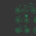 Various Bicycle Types Including Tandem Unicycle Road and Basket Bike Designs