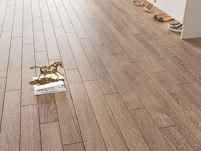 Natural Wood Flooring In Modern Living Room With Light Brown Grain And Golden Decor 3d model