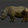 Realistic Rhinoceros Sculpture With Textured Brown Gray Surface On Dark Background