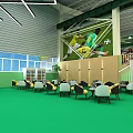 Modern Sports Stadium Exterior With Streamlined Colorful Stripes Sports Silhouettes And Gray Open Ground