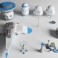 sci-fi style outer space moon base mars base asset sci-fi style low-sided polygon style lowpoly style 3d model