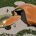 Pocket Park Corridor Pavilion Square Sketch Landscape Sketch Curve Roof Shaped 3d model