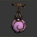 Exquisite Purple Spherical Jewelry With Gold Accents And Intricate Metal Carved Top