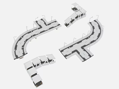 Modern Architectural Components Featuring Curved Straight and Modular Structural Sections 3d model