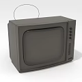 Vintage Television With Antenna Gray Case Front Buttons And Black Screen