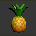 Fresh Ripe Pineapple With Green Leaves And Yellow Textured Skin On Dark Reflective Surface