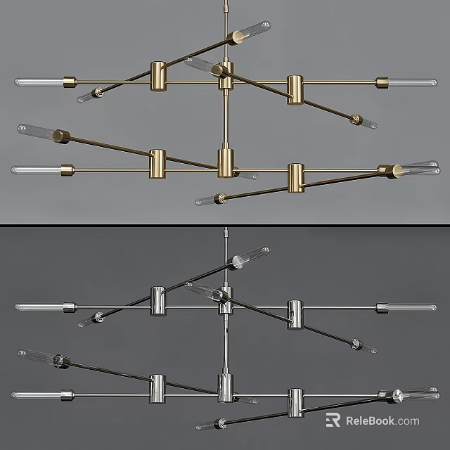 Modern Multi Arm Metal Chandelier Design In Gold And Silver For Interior Decoration 3d model 
