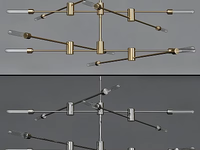 Modern Multi Arm Metal Chandelier Design In Gold And Silver For Interior Decoration 3d model