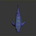 Colorful 3D Rendered Aquatic Animal With Blue Body Green Stripes Head Crown And Pink Spots
