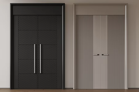 Modern double-door swing door entry door security door top-to-top opposite door 3d model