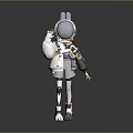 3D Astronaut Character With Rabbit Ears Wearing White Spacesuit And Backpack Equipment