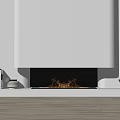 Modern Fireplace with White Mantel Burning Flames and Decorative Items on Wooden Floor Interior 3d model