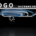 Modern Exhibition Hall Ceiling With Blue Circular Rings And White Decorative Lights