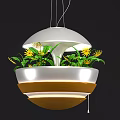 Modern Yellow Black Chandelier With Purple Flowers And Illuminated Design