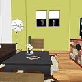 Public Office Area Featuring Brown Leather Sofa Black Coffee Table Floor Lamp And Wooden Floor