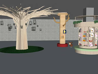 Nordic Type Tree Package Column Decorative Column Type Tree Combination 3d model