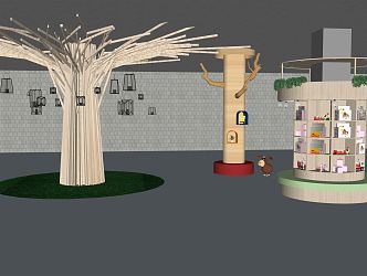 Nordic Type Tree Package Column Decorative Column Type Tree Combination 3d model