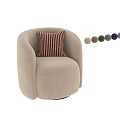 Beige Single Sofa With Textured Fabric And Red White Striped Pillow For Living Room