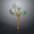 3D Rendered Tree With Orange Trunk And Green Foliage In Gray Background