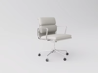 Light Gray Modern Minimalist Office Chair With Padded Backrest Metal Frame And Wheeled Base 3d model
