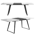 Sleek Modern Dining Table With Black And White Tabletop And Metal Legs