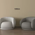 Poliform White And Gray Single Sofas Against Beige Wall With Wooden Floor 3d model