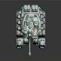 Futuristic Teal Tank 3D Model With Turret Cannon Red Lights And Tracks