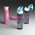 Colorful Nagi Water Bottles With Pink Blue Flip Lids And Transparent Bodies