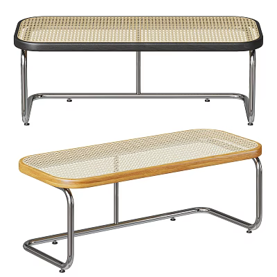 Modern Stools with Mesh Seat and Metal Legs in Black and Wooden Design 3d model