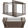 Wooden Pergola Structure With Lattice Side Panels And Wooden Floor Design