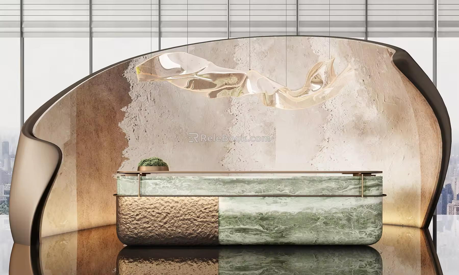 Front desk, reception desk, end view desk 3d model