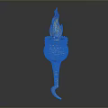 Ornate Golden Torch With Burning Flame Intricate Patterns And Curved Decorative Stem