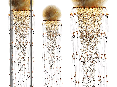 Elegant Floor Lamp With Furry Top And Hanging Golden Beaded Decorations 3d model