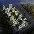 Aerial View Planning Of Residential Complex With High Rise Buildings Green Spaces And Road Network