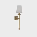Modern Brass Wall Sconce With White Fabric Shade And Sleek Design