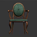 Classic Green Velvet Upholstered Armchair With Wooden Frame And Curved Legs
