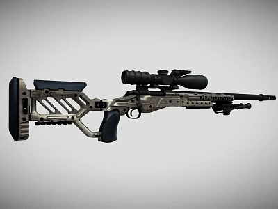 Modern Tactical Sniper Rifle With Scope Metallic Finish And Black Grip Design 3d model Modern Tactical Sniper Rifle With Scope Metallic Finish And Black Grip Design 3d model