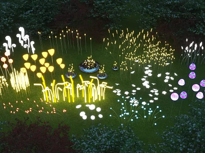 Colorful Outdoor Lights with Various Shapes for Garden Lawn Decorative Illumination 3d model