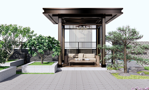 New Chinese Courtyard Pavilion Courtyard Garden 3d model