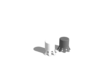 Modern White and Gray Stools with Cylindrical Design and Supportive Base Legs 3d model
