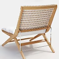 Modern Wooden Leisure Chair With Woven Details And White Comfortable Cushion