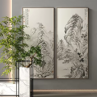 New Chinese Landscape Painting Decorative Painting 3d model