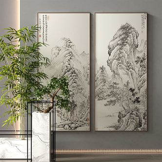 New Chinese Landscape Painting Decorative Painting 3d model