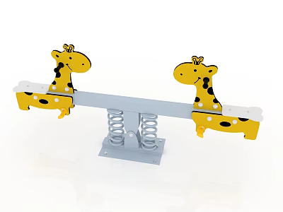 Children's Play Area With Giraffe Shaped Seesaw Spring Base And Yellow Black Spots 3d model