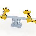 Children's Play Area With Giraffe Shaped Seesaw Spring Base And Yellow Black Spots