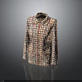 Stylish Tweed Jacket With Classic Collar And Multicolored Plaid Pattern Pockets For Daily Wear