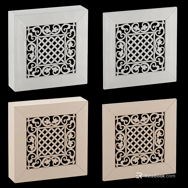 Intricate Carved Decorative Panels With Ornate Patterns In White And Light Shades 3d model 