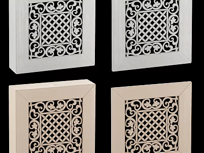 Intricate Carved Decorative Panels With Ornate Patterns In White And Light Shades 3d model