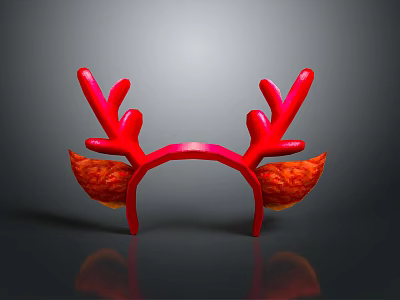 Red Antlers Headband With Orange Ears Cute Decorative Daily Life Accessory 3d model