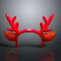 Red Antlers Headband With Orange Ears Cute Decorative Daily Life Accessory